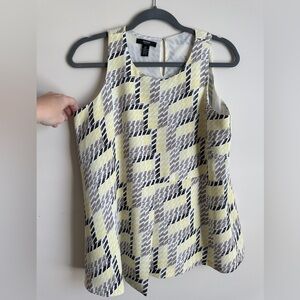 Alfani Petites Yellow and Black Asymmetrical Sleeveless Blouse
